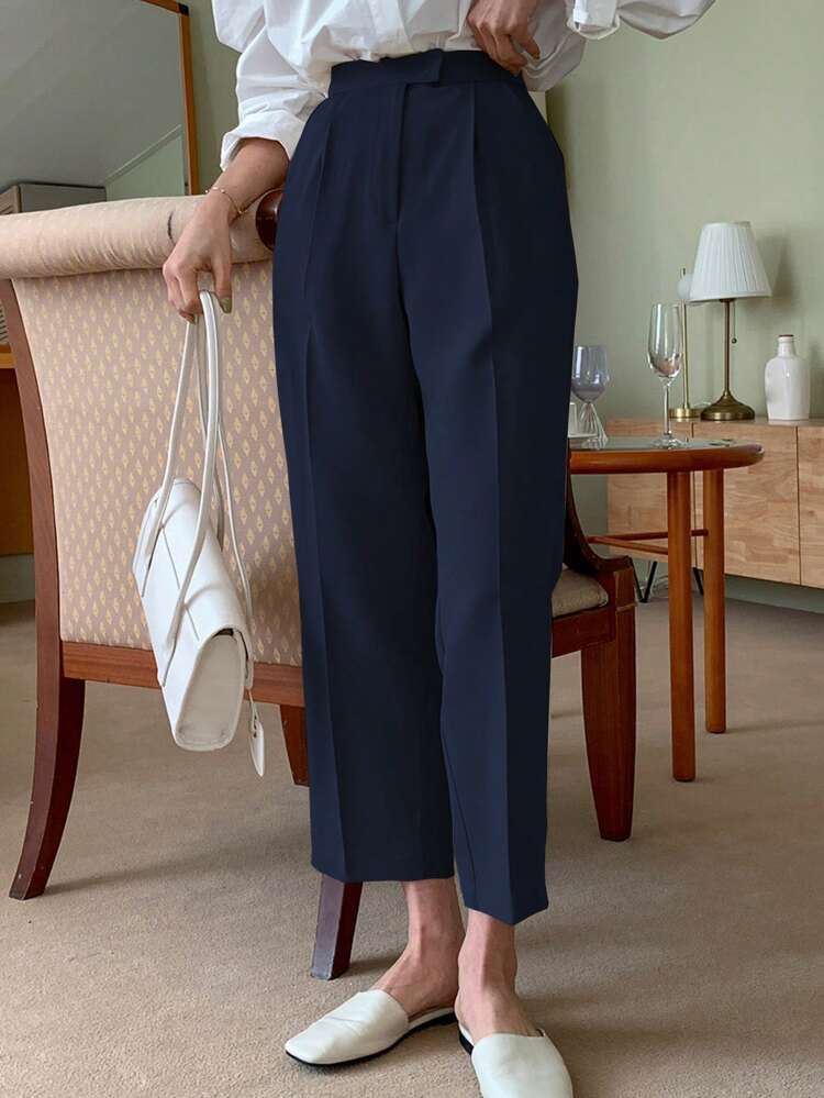 Zipper Fly Seam Front Cropped Pants,Women Dress Pants Fall