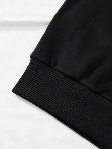 SHEIN EZwear Đồ họa Khẩu hiệu Lót nhiệt Áo nỉ - màu đen - Xem 5