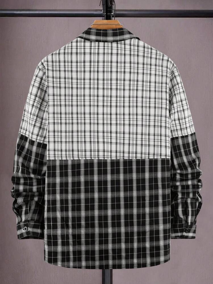 Men Plaid & Letter Graphic Shirt