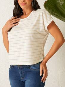 SHEIN Áo thun Thu hút - Màu be - Xem 3