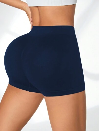 Easithlete Women's Solid Color High Waist Casual Fitness Shorts