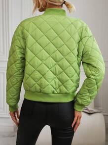 Chiquease Áo khoác chần bông có túi khóa kéo có đệm Quần áo mùa đông - màu xanh lá - Xem 2