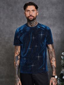 GENTILAND Men Glitter Tee - Blue - View 1