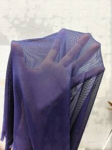 Contrast Lace Asymmetrical Hem Mesh Nightdress - Blue - View 7