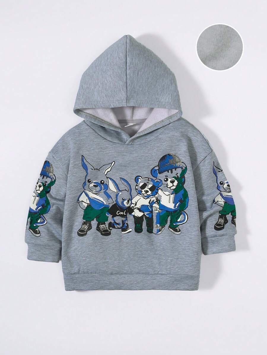 SHEIN Young Boy Cartoon Graphic Hoodie
