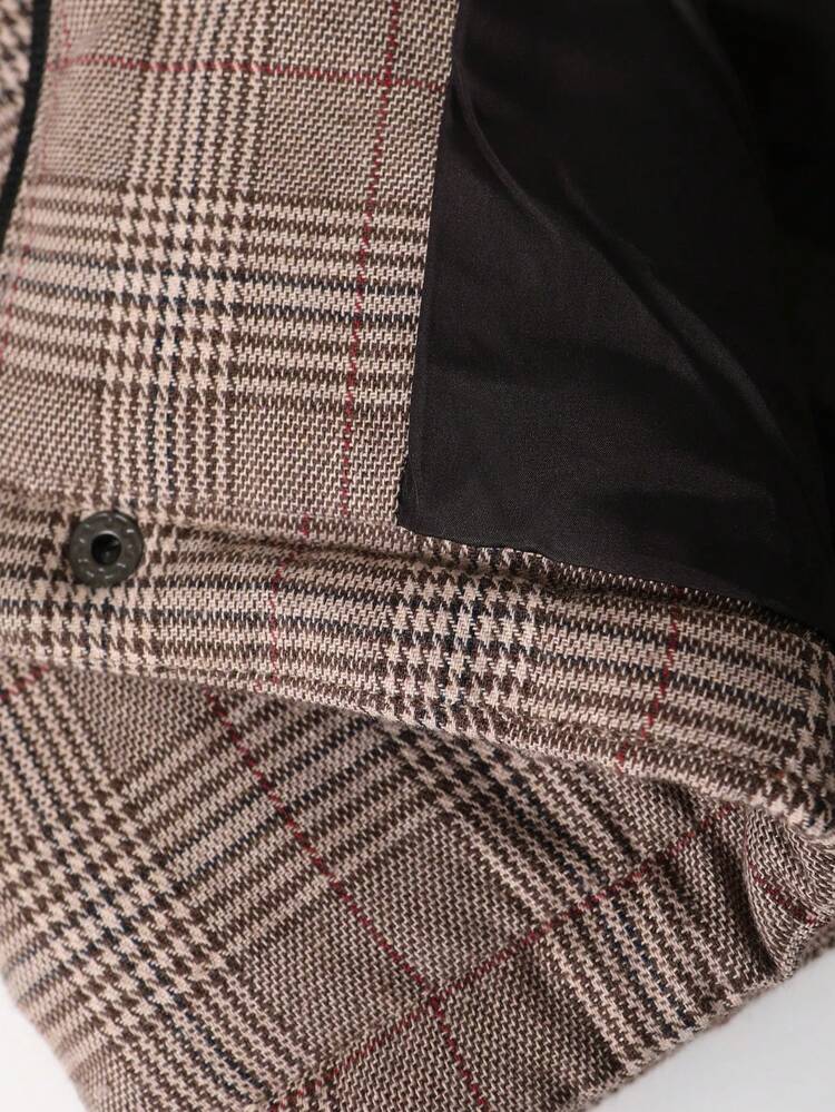 Loose Fit Men's Plaid Printed Padded Coat