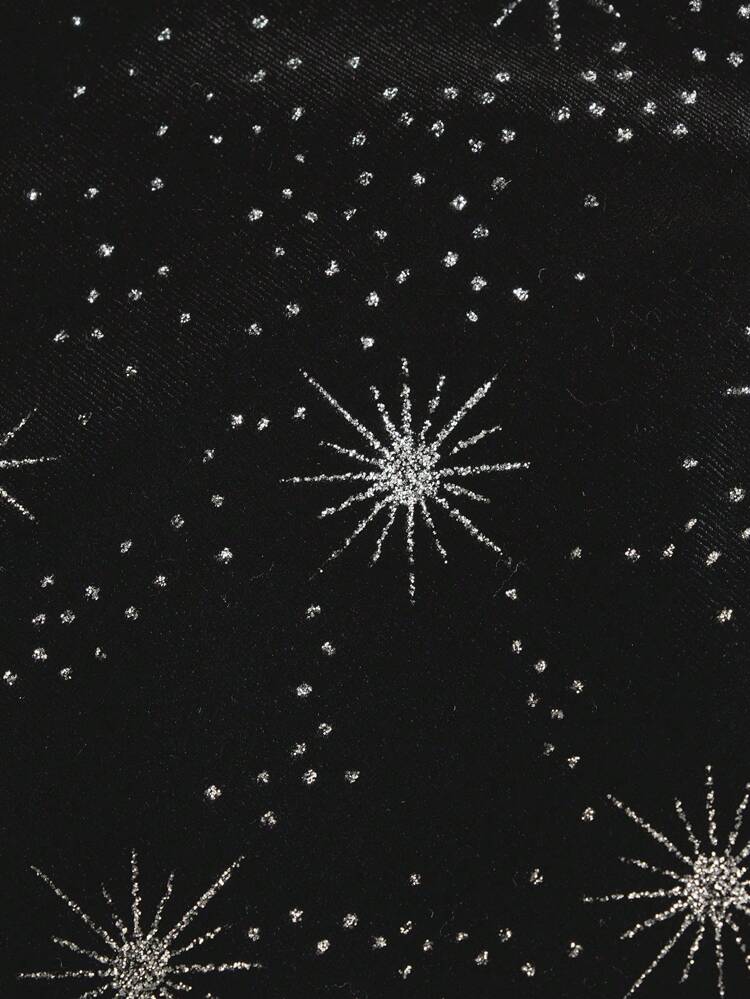 Teen Girl Glitter Contrast Mesh Velvet Dress for Christmas