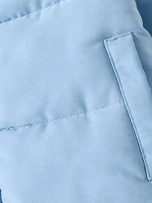 SHEIN Young Boy Zip Up Slant Pocket Padded Coat - Blue - View 4