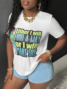 Slaydiva Slogan & Figure Graphic Tee - White - View 3