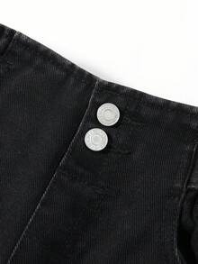 女小童紙袋腰蘿蔔牛仔褲 - 黑色 - 查看 3