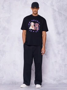 SUMWON Tee With Puppy Graphic Print For Daily Wear - Black - View 3