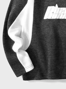 Claim Dot Nam Đồ họa Chữ cái Tay Raglan Áo nỉ - Màu xám đen - Xem 5