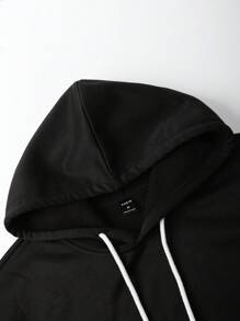 Claim Dot 男士宽松撞色二合一连帽卫衣，带抽绳，黑白配色，Y2K风格男士连帽衫，休闲男士连帽衫，秋季长袖上衣 - 黑色 - 查看 3