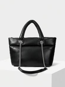 MOTF PREMIUM PUFFY TOP HANDLE CHAIN BAG - Black - View 2