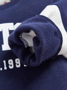 Cozy Pixies 男嬰字母圖案衛衣和衛褲 - 藍色 - 查看 3