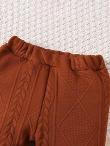 Đứa bé trai Chất rắn Áo liền quần chặt & Quần nỉ - màu nâu - Xem 4