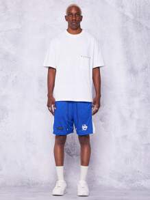 SUMWON 适合日常穿着的图案网眼短裤 - 藍色 - 查看 2