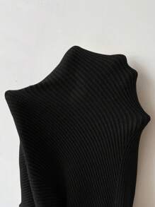 Chiquease Sweetheart Neck Raglan Sleeve Peplum Hem Sweater - Black - View 5