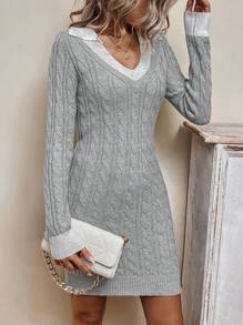 SHEIN Unity Cable Knit Sweater Dress