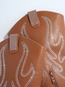 SHUZIA Embroidery Detail Chunky Heeled Boots Mother's Day Present