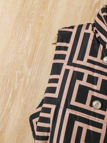 Teen Girl Geo Print Vest Padded Coat