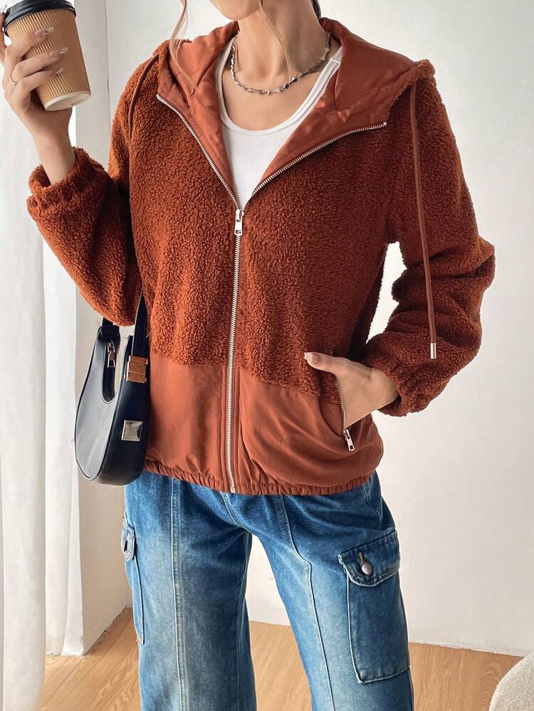 Women's Casual Faux Shearling Hooded Jacket