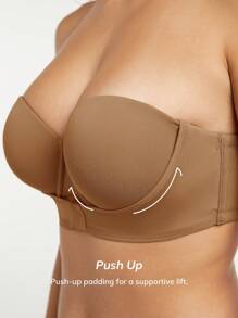 LUVLETTE Dream Curve Support + Strapless Front-Close Push-Up Half Bra