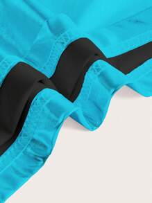 Flirla 大碼垂領露背交叉褶邊吊帶上衣 - 藍色 - 查看 3