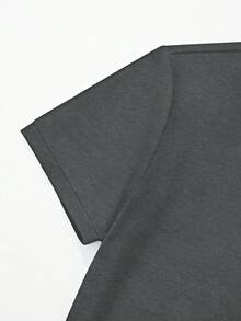 Manfinity Homme Nam Sọc trang trí Áo thun & Eo dây rút Quần short - Xám - Xem 5