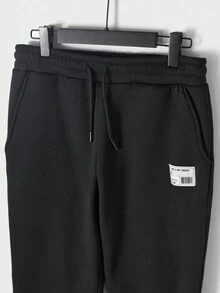 RueChic Nam Chất rắn Lót nhiệt Áo nỉ & Đồ họa Chữ cái Quần thể thao - màu đen - Xem 4