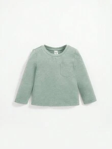 SHEIN Baby Boys 3pcs Solid Pocket Patched Tee - Green - View 4
