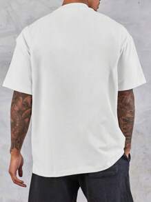 Manfinity EMRG Men Plus Letter Graphic Drop Shoulder Tee - White - View 2