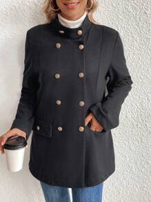SHEIN Unity Double Breasted Flap Detail Coat
