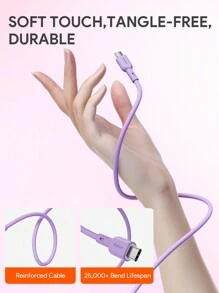 JMMO Type-C 型数据线，硅胶 USB Type-C 转 USB Type-C 充电器数据线，硅胶超柔软电源快速充电 6.6FT/2M 圣诞礼物，秋冬必备品 - 粉色 - 查看 2