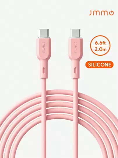 JMMO كابل نوع C ، كابل شاحن من نوع C إلى نوع C من السيليكون ،سريع الشحن وطري للغاية ، بطول 2متر/6.6قدم ، هدايا عيد الميلاد ، ضروري للخريف والشتاء