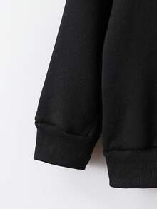 SHEIN Chàng trai trẻ Thêu Họa tiết gấu Áo nỉ & Họa tiết Nanh sói Quần - màu đen - Xem 7