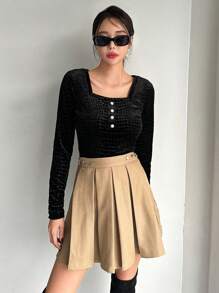 SHEINNeu Body de cuello cuadrado con diseño de botón