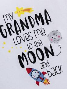 女嬰標語和卡通圖案連身背心