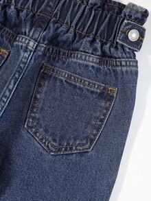 Cô Gái Trẻ Nếp gấp cao eo Quần jean cà rốt - Rửa tối - Xem 7