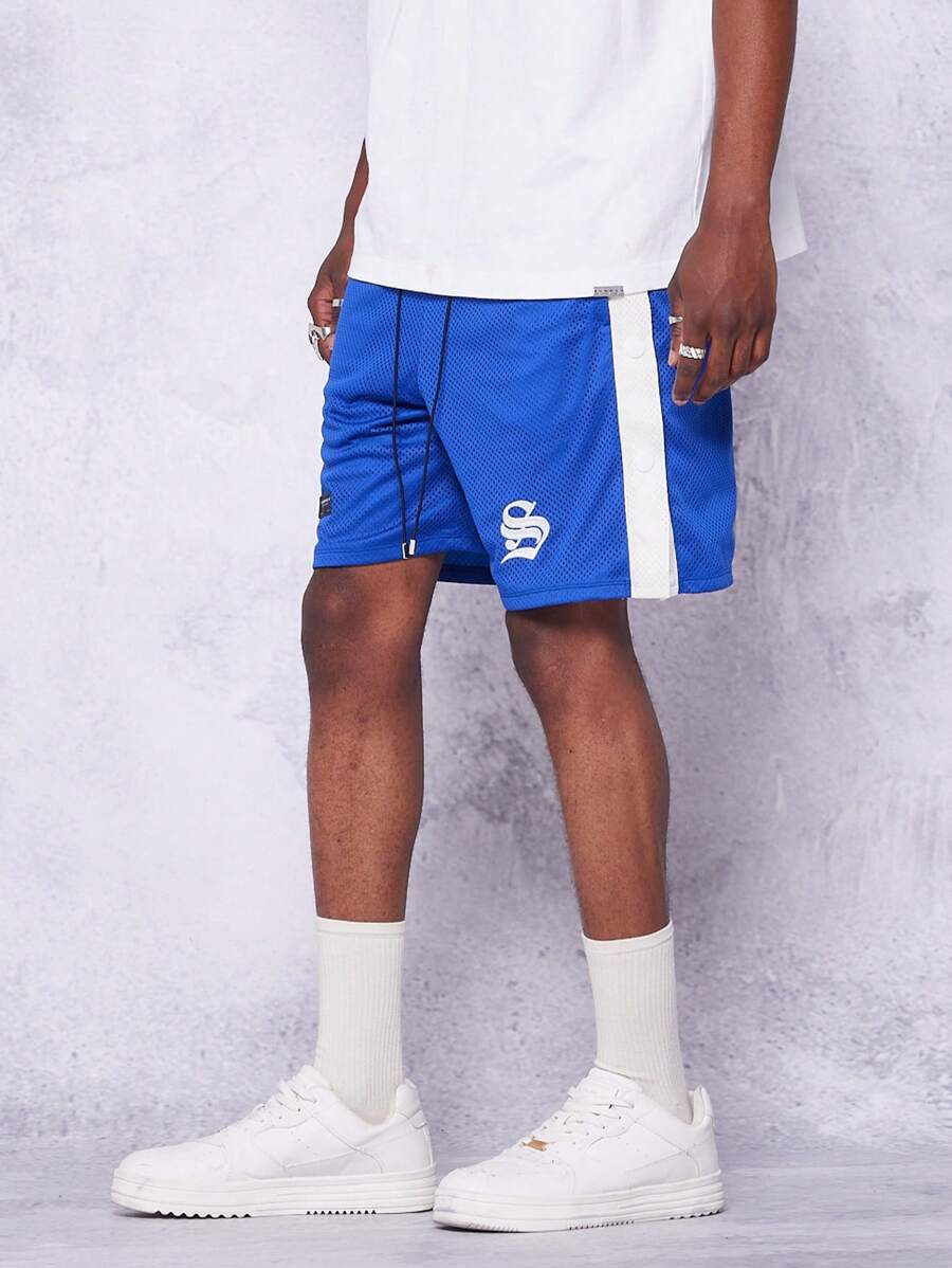 SUMWON 适合日常穿着的图案网眼短裤 - 藍色 - 查看 1