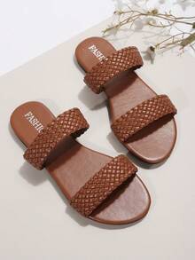 女性平底涼鞋,戶外時尚休閒拖鞋適合夏天 - 鏽棕色 - 查看 7