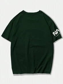 Manfinity Áo phông hoạt hình & chữ cái dành cho nam giới Plus - màu xanh lá - Xem 2