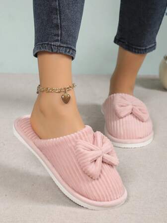 Fall/Winter Women's Bow-Knot Decor Indoor Slipper
