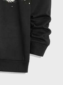 Manfinity NiteLyfe Loose Fit Men's Tiger Print Drop Shoulder Hoodie - Black - View 4