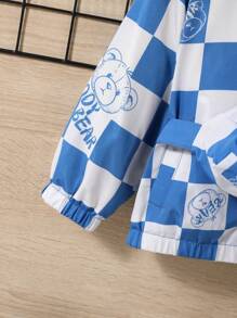 SHEIN Đứa bé trai Kiểm tra máy & Đồ họa Chữ cái áo có mũ Nhiệt Áo khoác Without Tee - Nhiều màu - Xem 4