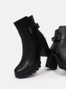 SheIn SXY Women's High Heel Fashionable Versatile Boots - Black - View 1