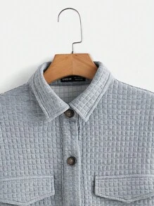 SHEIN EZwear Thả vai Chi tiết về Flap áo - Xám - Xem 3