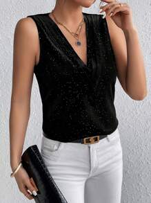 Zolique V Neck Tank Top - Black - View 6