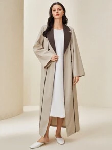 Al Najma 拼接面荷葉袖阿拉伯罩袍 - 杏色 - 查看 1