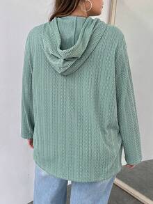 SHEIN LUNE 大码镂空抽绳卫衣 - 薄荷綠 - 查看 2